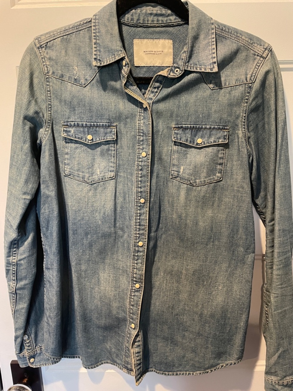 Scotch & Soda Light Wash Denim Button-Down Shirt